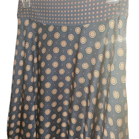 Banana Republic Foulard Maxi Skirt-Size 0-Navy/Orange Circle Print‎ - Picture 6 of 8